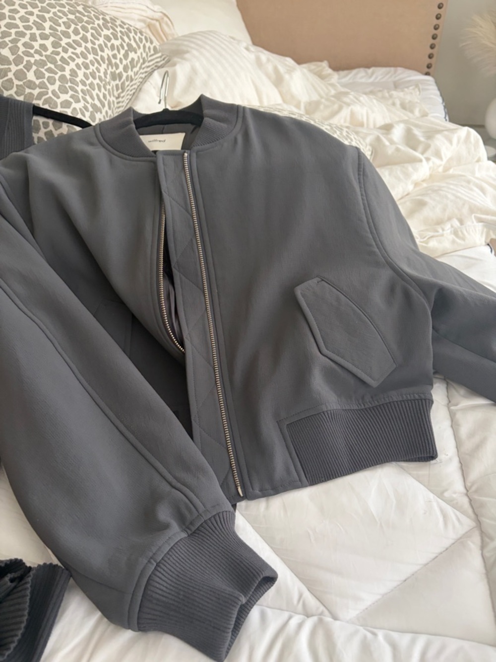 Wilfred Charcoal Gray Bomber Jacket